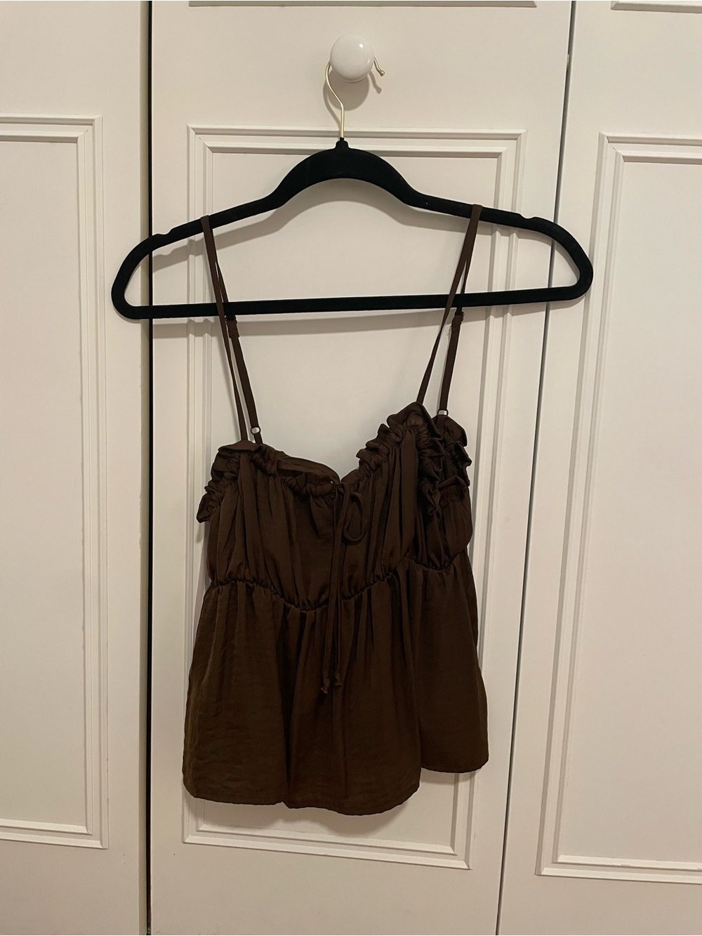 American Eagle Outfitters Brown Ruffle-Trim Cami